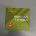 Rabenda 12 Pcs Rug Tape, Non Slip Rug Pads Grippers for Hardwood Floors and Tiles, Reusable Carpet Tape for Area Rugs, Double-Sided Adhesive Rug Stickers Keep Corners Flat (Black)