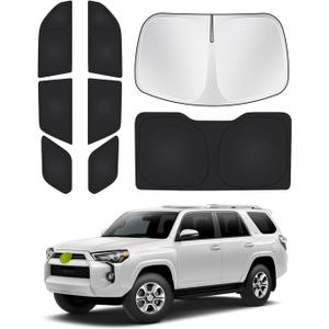 Canvcle Windshield Sunshade for 5th Gen Toyota 4Runner 2010-2024 Accessories Side Rear Window Shade Cover Full Window Sun Visor Set Privacy Protection Camping Keep Vehicle Cool Black 8PCS