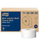 Tork Mini Jumbo Bath Tissue Roll - Toilet Paper Towels with Advanced Soft Quality, Compatible with T2 Tork Dispenser, 12 rolls x 1075, 2-Ply Sheets, Color: White, 11020602, 12 Count