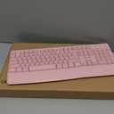 MEETION Wireless Keyboard and Mouse, FullSized Cordless Keyboard with Wrist Rest and 3 DPI Adjustable Mouse, Keyboard and Mouse Set with 2.4GHz USB Receiver, for PC/Computer/Laptop/Windows/Mac, Pink