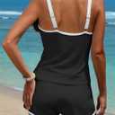 Aleumdr Tankini Swimsuits for Women Tummy Control Bathing Suits Sporty Two Piece High Waisted Swimwear with Shorts (Black, XL)