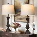 luxeflow 29" BrownTall Table Lamps for Living Room, Touch Control Bedroom Lamp with USB A+C Ports, 3-Way Dimmable Bedside Table Lamps Set of 2, Modern Metal Lamp for Nightstand