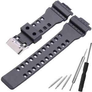 WRISTARMOR Resin Replacement Watch Band for Casio G-Shock GD120/GA-100/GA-110/GA-700 Mens Strap (A-Matte black)