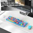 FOPETT Wireless Keyboard and Mouse Combo, 105 Keys Full-Sized 2.4 GHz Round Keycap Colorful Keyboards, USB Receiver Plug and Play, for Windows, Mac, PC, Laptop, Desktop (Blue Colorful)