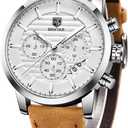 BENYAR Quartz Chronograph Waterproof Watches Business and Sport Design Leather Band Strap Wrist Watch for Men