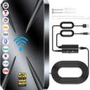 2025 Upgraded TV Antenna Indoor, 1800+ Miles Range Digital Antenna for Smart TV Indoor, HD Antenna for Local Channels with Amplifier, Outdoor Antenna Support 8K 4K 1080p All TVs -38FT Coax Cable