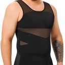 TAILONG Mens Compression Shirt Body Shaper Slimming Shirt Plus Size Gynecomastia Compression Tank Top, 3XL