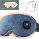 Ezona Cotton Cordless Heated Eye Mask, Warm Eye Compress Mask for Dry Eyes, Washable Eye Heating Pad for Travel, Dry Eyes, Blepharitis, Sinus Migraine (Blue)