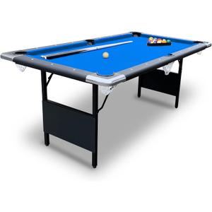 Hathaway Fairmont Folding Pool Table for Family & Home Use Includes Full Set of Billiard Balls, Cues, Chalk, Triangle and Carrying Bag, Portable Space-Saving Table