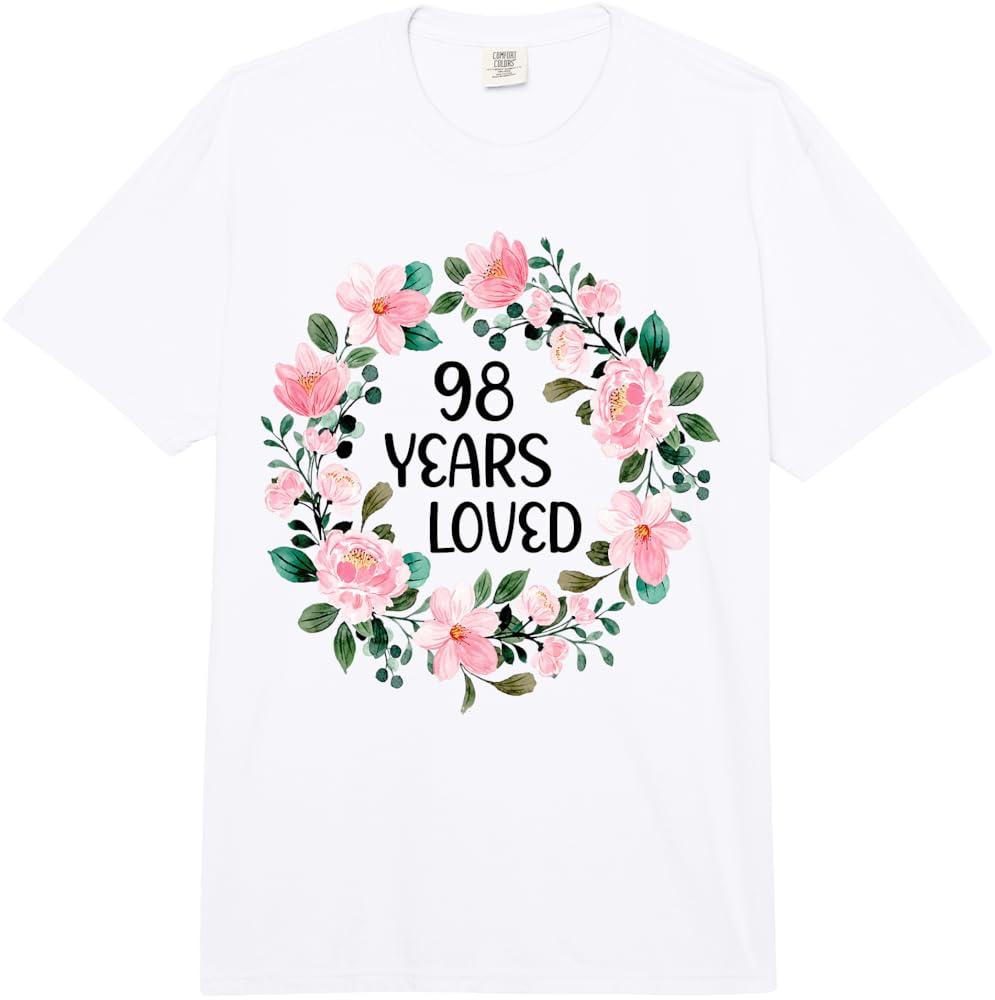 98 Years Loved Women Men 98 Years Old Cool 98th Birthday Comfort Colors Adult Heavyweight T-Shirt, Size XS