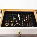 Velvet Jewelry Tray for Drawers Black Jewelrys Display Tray Stackable Jewelry Organizer Trays for Necklace Bracelet Ring Watch (1, Black)