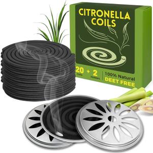 STRN Citronella Coils and Round Portable Incense Burner Box, Natural Lemongrass Coils Incense Suitable for Outdoor Camping, Patio, Hiking, with Fireproof Iron Cage STRN Citronella Coils and Round Portable Incense Burner Box, Natural Lemongrass Coils Incense Suitable for Outdoor Camping, Patio, Hiking, with Fireproof Iron Cage