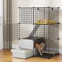 YITAHOME 3-Tier Cat Cage with Litter Box: DIY Cat Enclosures Indoor for 1-2 Kittens, Black