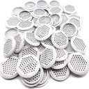 50Pcs Air Vents 53mm Circular Soffit Vent Stainless Steel Round Vent Mesh Hole Louver for Kitchen Bathroom Cabinet Wardrobe (White)