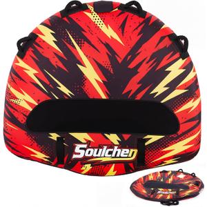 Soulchen Thriller Inflatable Towable Tube Replacement Nylon Cover for Boating Adults, 1-2 Rider, Towable Deck Tube Covering for Boating Front and Back Tow Points Heavy Duty for Water Sport(Cover Only), measures about 60 x 56"