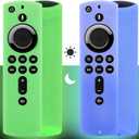 [2 Pack] Firestick Remote Cover Case (Glow in the Dark) Compatible with Fire TV Stick 4K Alexa Voice Remote Control (Green & Sky Blue) (Sky Blue + Green)