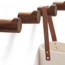 Wooden Wall Hooks 4 Pack, Modern Decorative Coat Hook Wall-Mount, Handmade Rustic Hat Hooks, Entryway Wall Hangers for Hanging Coats Hats Backpack, Bathroom Wood Towel Rack (Walnut)