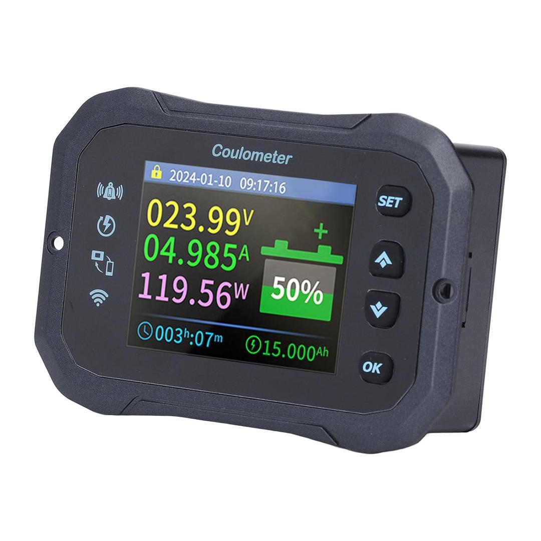 Battery Monitor Capacity Tester 10-100V 0-50A WiFi Bluetooth Bidirectional Remote with Shunt