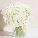 Alupssuc 30Pcs Ranunculus Artificial Flowers Faux Silk Mini Ranunculus, Spring Flowers Artificial Indoor for DIY Bouquets, Bulk Fake Wedding Filler Flowers for Bride Shower Decorations, Ivory White