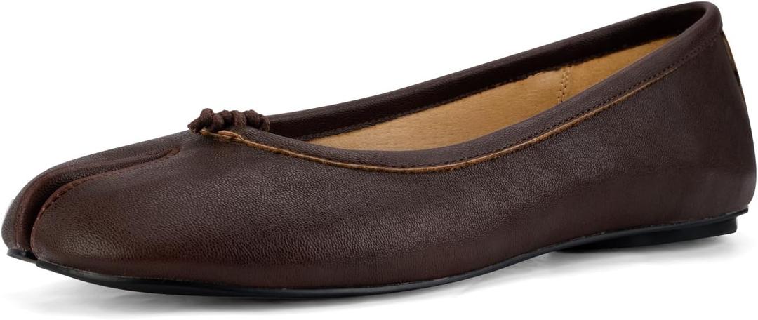 VBDB Tabi Ballet Flats Shoes for Women Rounde Toe Wide Width Split Toe Low Heel Comfortable Flats Shoes, 8