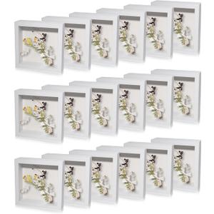 Only17 Pack Shadow Box Frame Display Case Shadow Box Square Picture Frame for Photos Flower Memorabilia Wedding Bouquets Father Day Graduation Gift Object Tickets Wall and Tabletop(White, 5 x 5 Inch)
