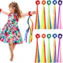 VioraWhite 12 Pcs Rainbow Dance Ribbons Rainbow Rhythm Ribbons Wrist Streamers Hand Held Rhythm Streamers Gymnastics Dance Decorations for Kid Adult, Assorted Color (0.8 x 19.7 Inch,Multiple Colors)