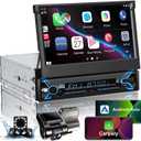 Naifay Single Din Car Stereo with Dash Cam & Backup Camera, 7INCH Flip Out Single Din Touchscreen Car Stereo with Apple Carplay & Android Auto, Car Audio Receivers Bluetooth Mirrorlink FM Car Radio