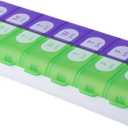 EZY DOSE Pill Organizer Weekly (7-Day), Medicine Planner, Vitamin Box, Daily Planner Case, 2 Times a Day, AM PM, Large Compartments, Easy Fill All Compartments at Once, Green and Purple, BPA Free