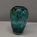 9" Tall Teal Vase Hand Blown Glass Vase Green, Modern Teal Home Table Centerpieces Wide Mouth Vases for Bud&Flower Decor - Ideal Living Room, Kitchen, Wedding, Dining Table, Office Center Table