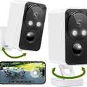 Security Cameras Wireless Outdoor 180° Pan Rotate 2K Color Night Vision Cameras for Home Security Motion Detection Siren 2Way Talk Battery Powered IP65 Waterproof 2.4GHz WiFi Cloud/SD Storage 2Pack