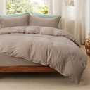 Bedsure Duvet Cover King Size with Fitted Sheet - 4 Pieces Prewashed Cotton-Like Extra Soft Bedding Set, Includes 1 Duvet Cover 104x90 Inches with Zipper Closure, 2 Pillow Shams, 1 Fitted Sheet, Khaki