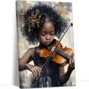 YMXZHUANSH African American Kid Wall Art Music Canvas Pictures Black Art Poster African Children Prints for Bedroom Decor Frame(Black 12.00" x 18.00")