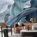 Gilding Marble Blue wall Mural Wallpaper for Bedroom 137" x 100"(Not Peel and Stick) No.49, 137" x 100"