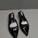 Coutgo Womens Slingback Kitten Heels Low Heel Dress Shoes Closed Pointed Toe Metal Chain Office Work Pumps, Black, Size 7