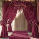 ESGOTBME 10x10ft Wrinkle Free Burgundy Backdrop Curtain for Parties Soft Fabric Drapes Wedding Curtain Backdrop for Birthday Party Decorations Background for Photography 5x10ft, 2 Panels