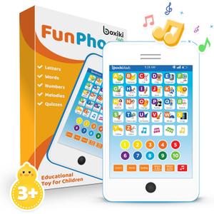 Educational Toys for 3 Year Old Boys Girls, 6-in-1 Kids Learning Tablet Phone, Toddler Learning Toys Ages 2-5, Preschool ABC Letters Numbers Spelling Music Toy, Premium Travel Gift