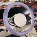 Nappa Leather Purple Steering Wheel Cover, Advanced Microfiber Leather Non-Slip Breathable Fabric, Warm in Winter and Cool in Summer, Universal 15 inch