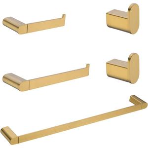 RANDOM Champagne Bronze Towel Bar Set 5 Piece Bathroom Hardware Set Include 9.8/23.6 Inch Towel Holder Toilet Paper Holder and 2 Towel Hooks Stainless Steel Bathroom Accessories Kit Wall Mount