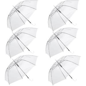Clear Umbrella Bulk,Cute Colorful Transparent Stick Rain Umbrellas Windproof Waterproof with J Hook Handle for Wedding Guests Bride Groom Photography Daily Use Family Friend Gift