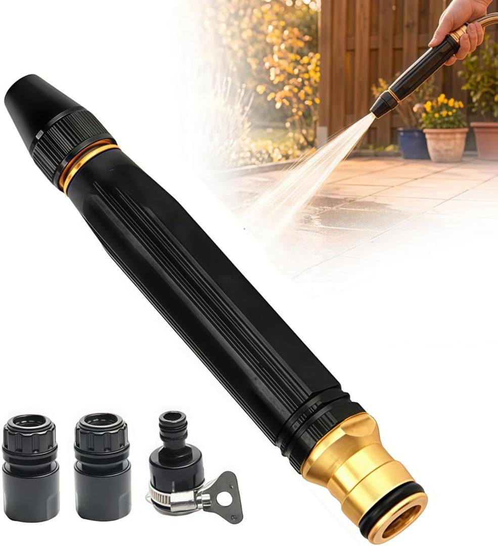 High Pressure Hose Nozzle, Heavy Duty Adjustable Twist Hose nozzle Jet Sweeper Nozzle, Pressure Washer Nozzle with Leak-Proof Design for Car Wash, Lawn, Patio Cleaning