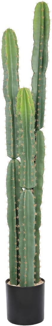 bellacat UV Resistant 5ft Large Artificial Cactus with Black Pot, 60in Realistic Faux Plants Indoor, Lifelike Fake Cactus Plant for Indoor and Outdoor Home Office Store Porch Patio Garden Decor