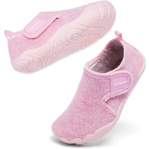 Toddler Winter Slippers Soft Warm Fleece Cozy House Non Slip Lightweight Bedroom Slippers for Girls Boys (Pink)