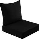 downluxe Outdoor Deep Seat Cushion Set, Waterproof Patio Furniture Cushions with Zipper for Outdoor Chair Sofa, 24" x 24", Black