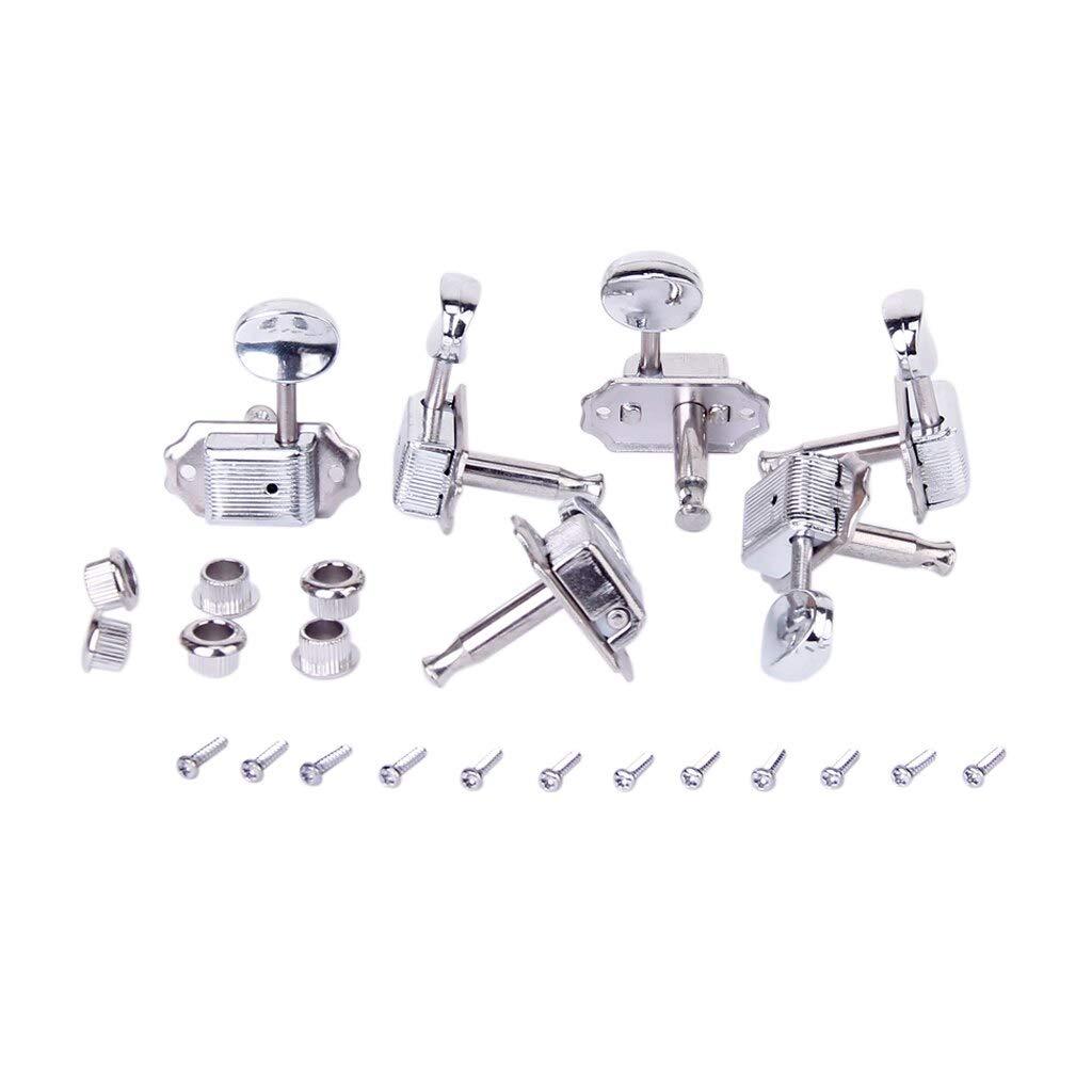 Guitar Parts 6 Pcs Silver Alloy Tuning Pegs Machine Tuner 3L 3R for Guitar Instrument -