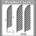 HunnmingRe 2 Sets Checkered Flag Banner Black and White Swooper Flag with Pole Kit Checkered Feather Racing Windless Full Sleeve Banner Finish Line Sign Kit for Races Events Party Supplies, 47.24"L x 4.72"W