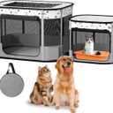 Portable Cat Playpen, Foldable Pet Dog Playpen, for Kitten Puppy Play Pen Indoor/Outdoor, Cats Enclosure Cages Tent with Carrying Case, 600D Oxford 8-Rods, 32"x24"x22", Grey