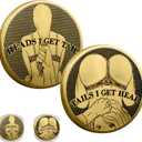 5 x 2PCS Double-Sided Beautiful Woman Coins,Funny Adult Coins - Heads and Tails for Prank Games, Lucky Tokens& Valentine's Novelty Gifts (Golden)