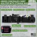 WarBull Belly Band Holster for Men Women, Concealed Carry Holster with Zip Pocket and Removable Pouches, Breathable Neoprene Gun Holster Fits for Glock Ruger S&W M&P Most Pistols and Revolvers