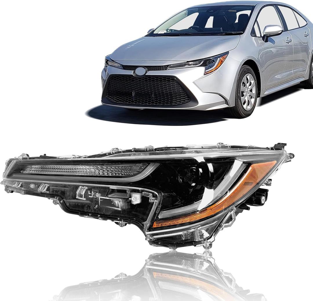 Headlight Assembly Fit For Toyota Corolla L/LE 2020-2022 LED Projector Headlamp Left Driver Side Not Compatible w/LED DRL Partslink TO2502286 / OEM 81150-02S30