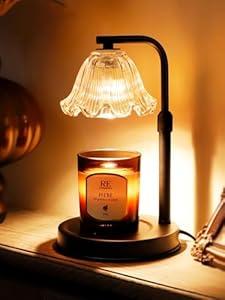 Flower Candle Warmer Lamp with Timer - Electric Modern Wax Melt Warmer Black Scented Jar Candles Light Room Decor for Women Mom House Warming New Home Birthday Gifts